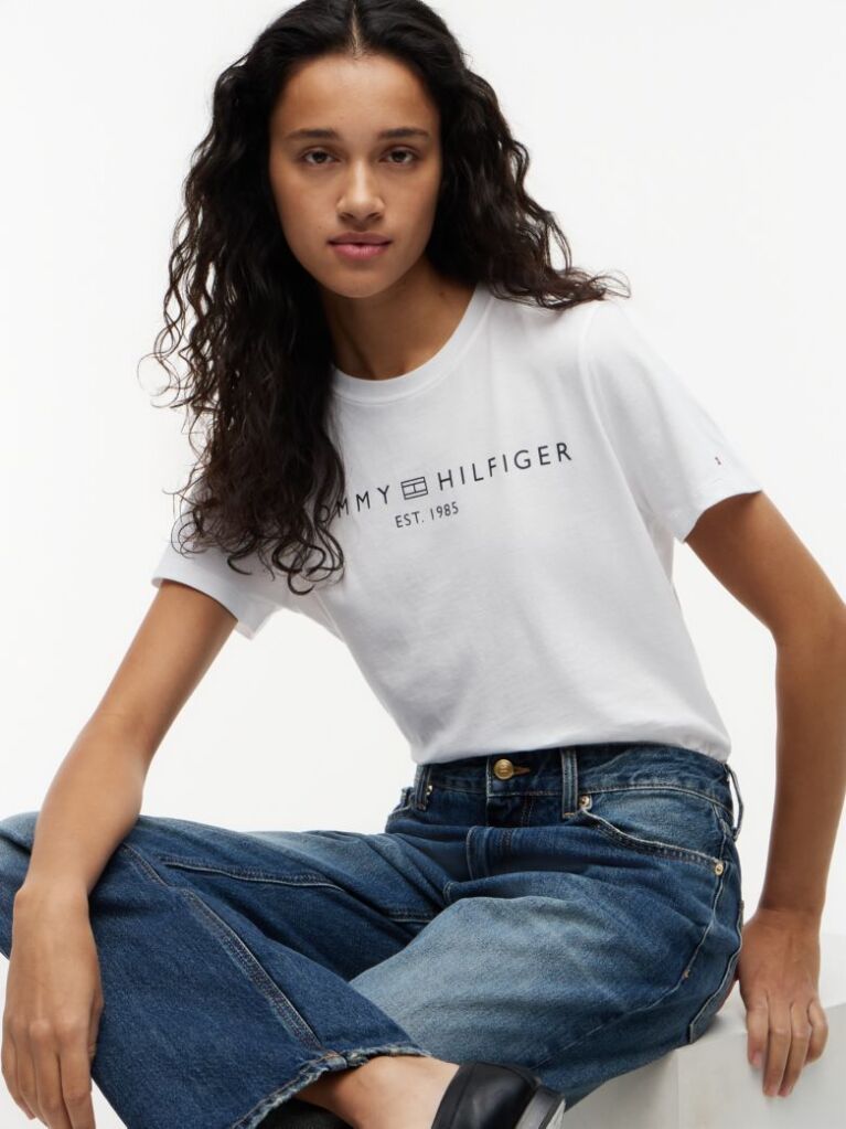 White Logo Crew Neck T-Shirt  Women