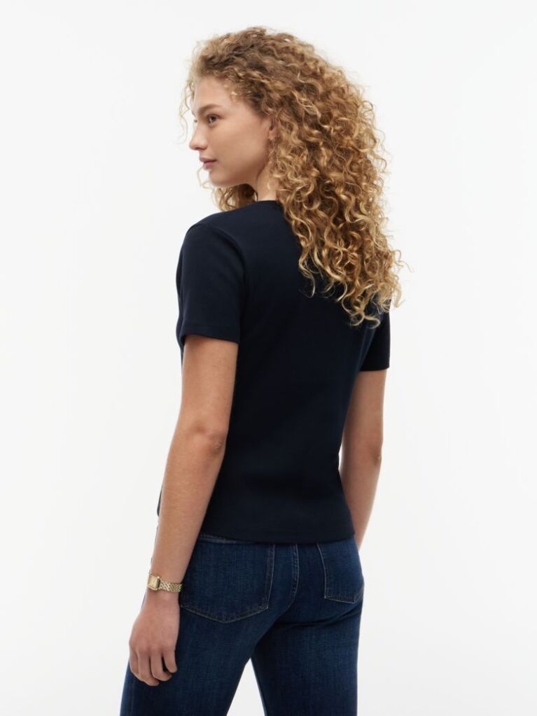 Blue V-Neck Slim Fit T-Shirt  Women