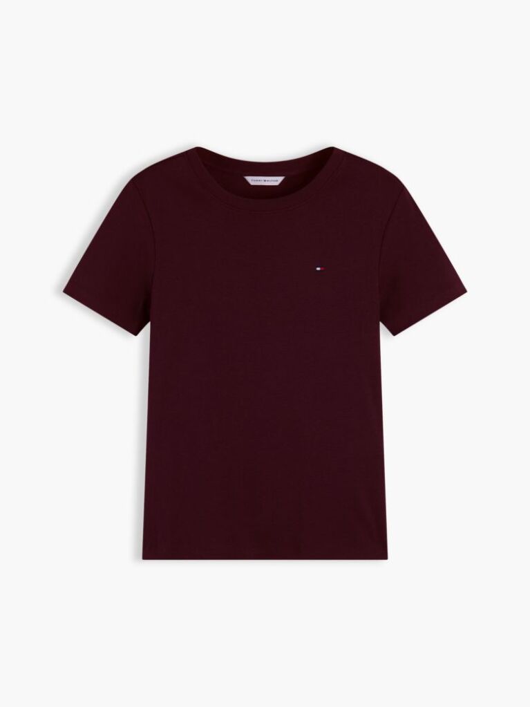 Κόκκινο Ριμπ T-Shirt Σε Slim Γραμμή Με Κεντητό Σημαιάκι  Γυναίκες