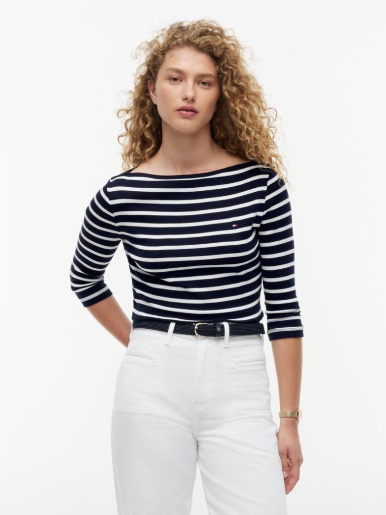 Multi Boat Neck Slim Fit T-Shirt  Women