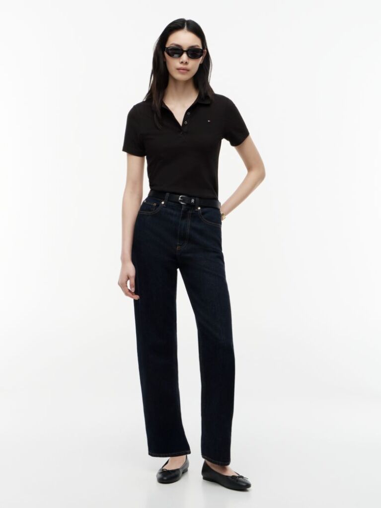 Black 1985 Slim Pique Polo  Women