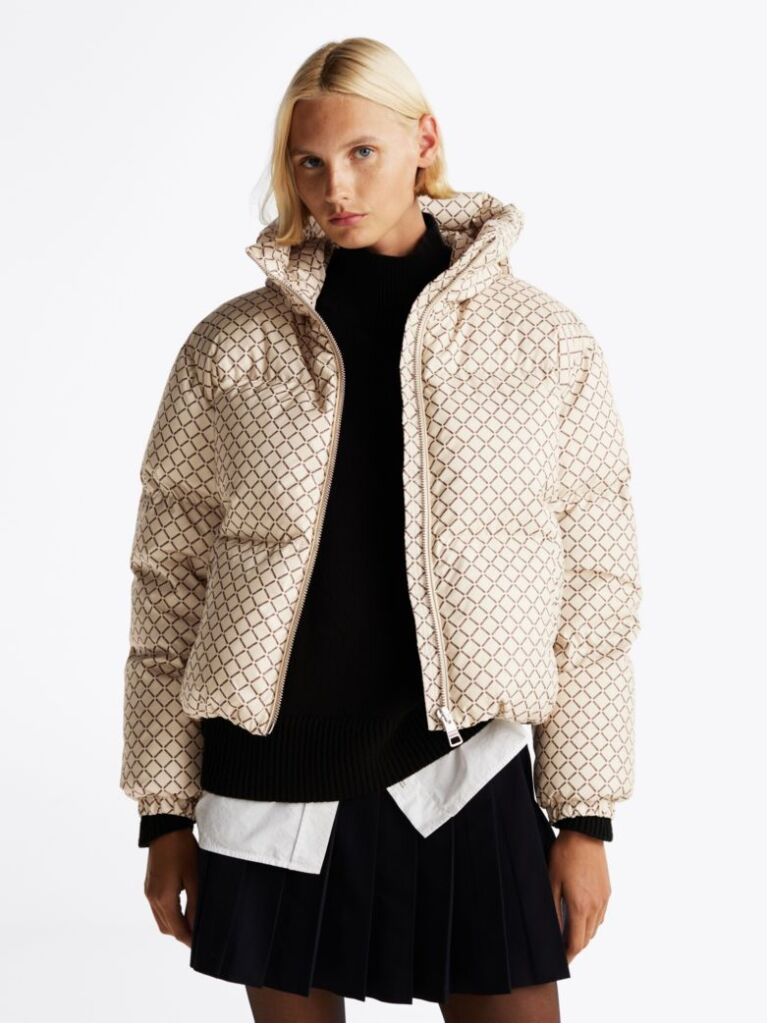Multi Signature Print Puffer Jacket  Women