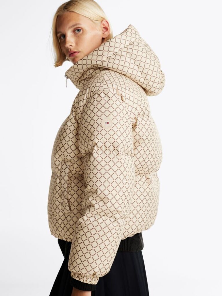 Multi Signature Print Puffer Jacket  Women