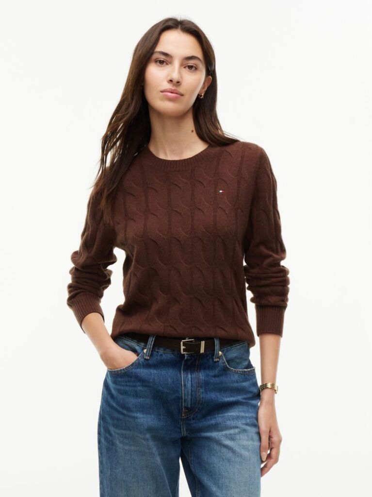 Brown Pure Wool Cable Knit Jumper  Women