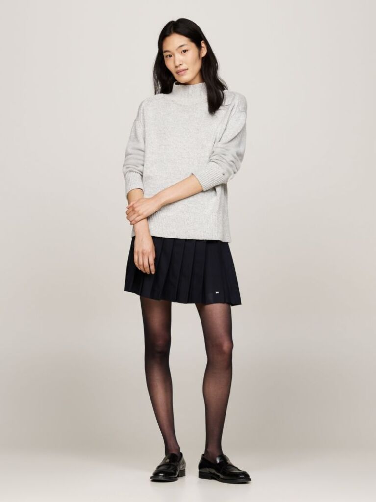 Multi Wool Blend Pleated Mini Skirt  Women