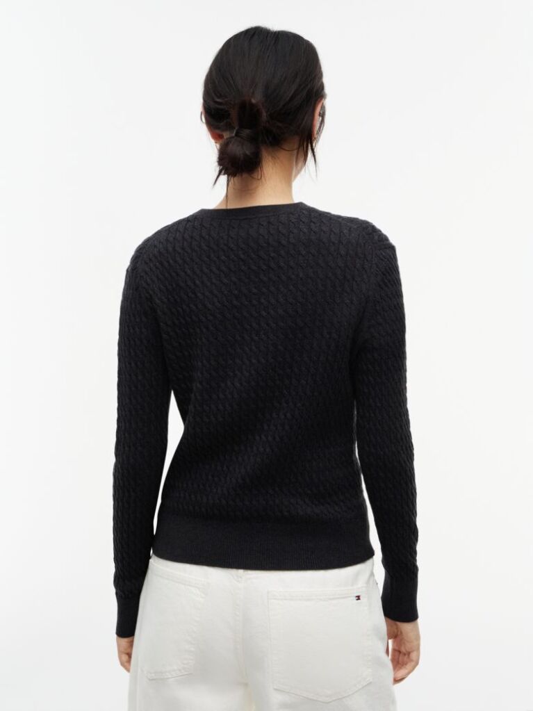 Grey Cable Knit V-Neck Jumper  Women