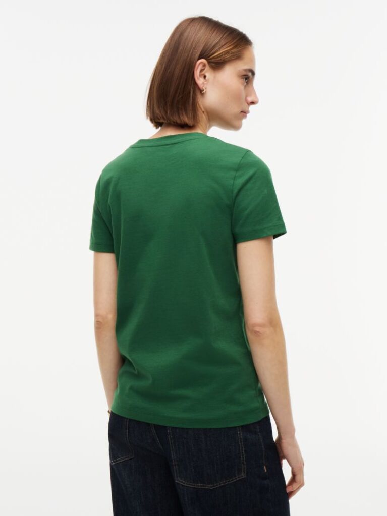 Green Logo Embroidery Crew Neck T-Shirt  Women