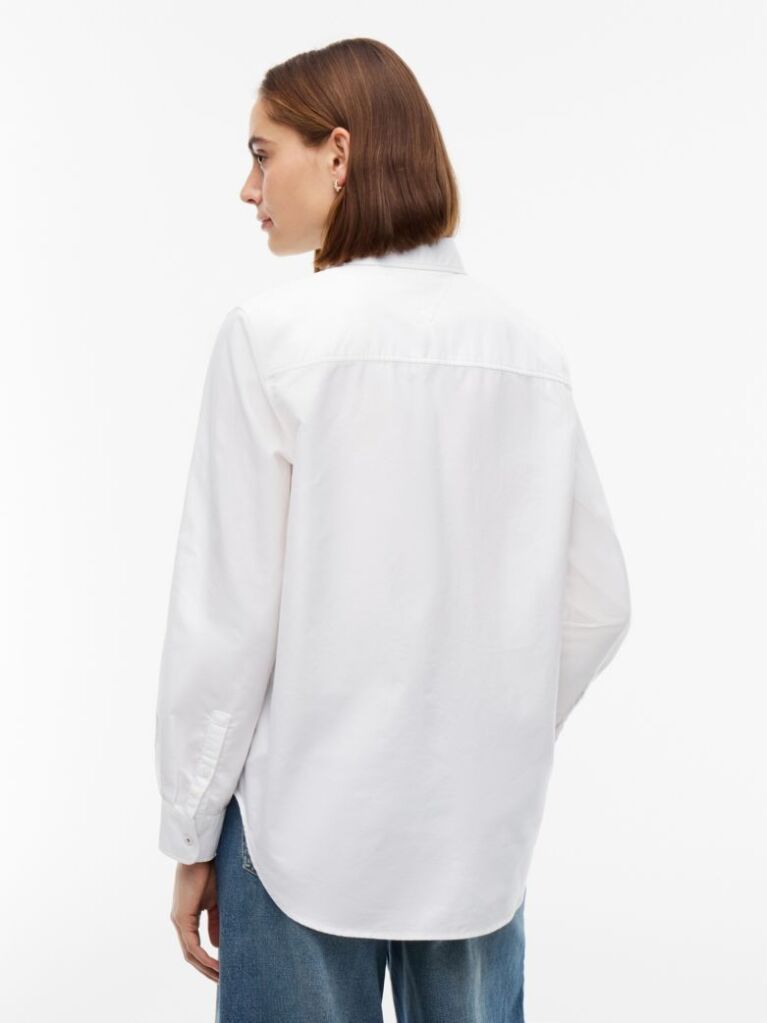 White Relaxed Fit Oxford Shirt  Women