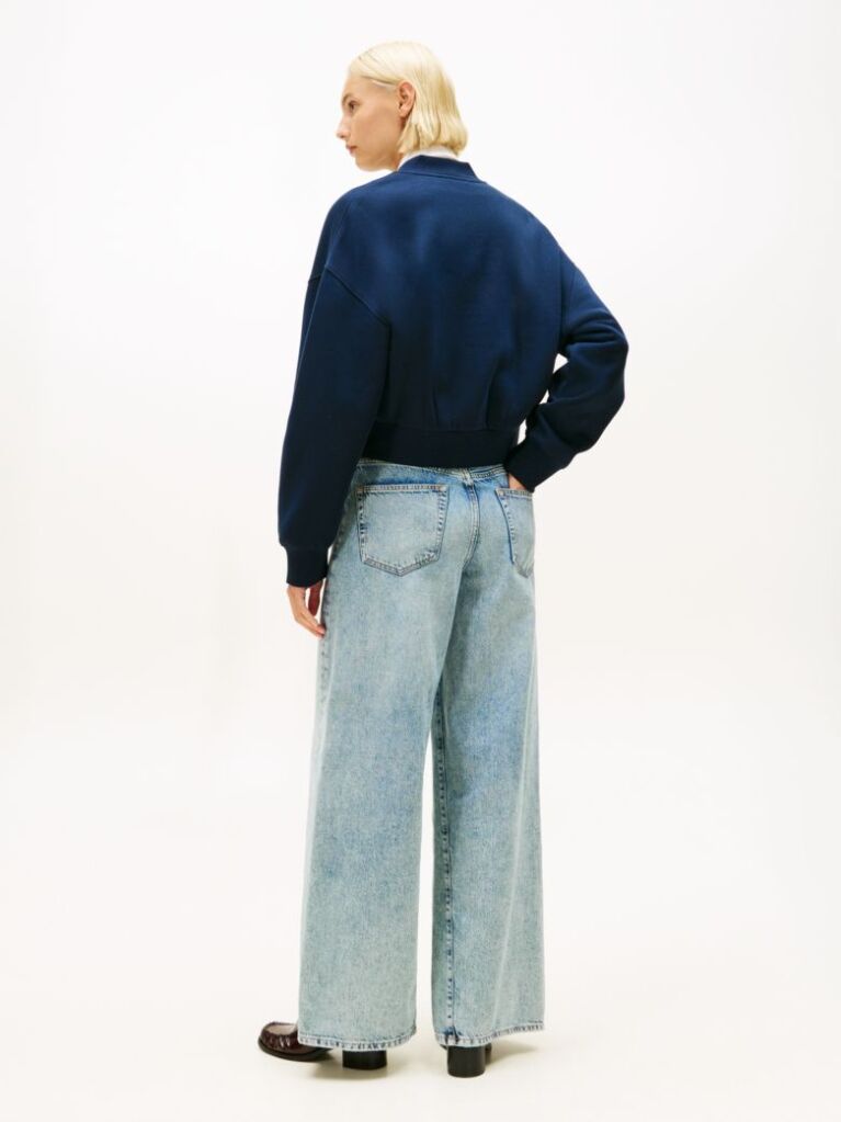 Blue Flex Fleece Logo Relaxed Bomber Cardigan  Women