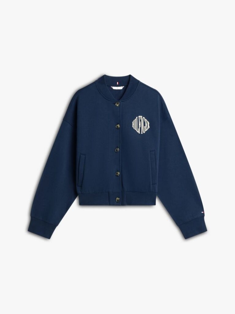 Blue Flex Fleece Logo Relaxed Bomber Cardigan  Women