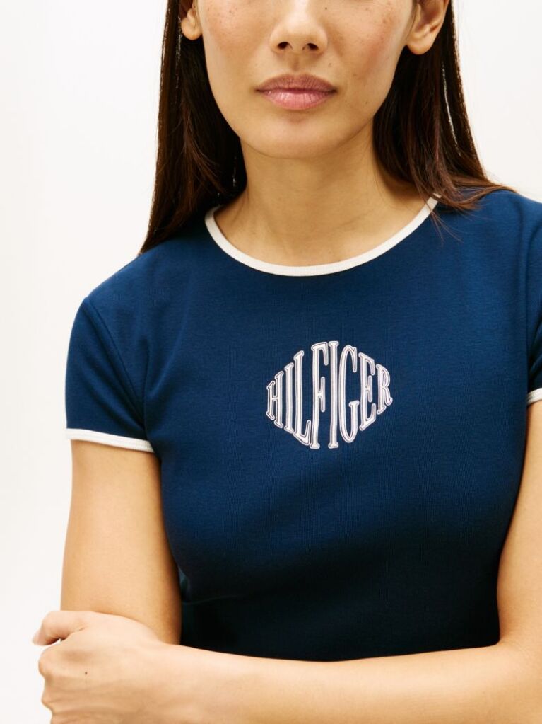 Blue Logo Slim Ringer T-Shirt  Women