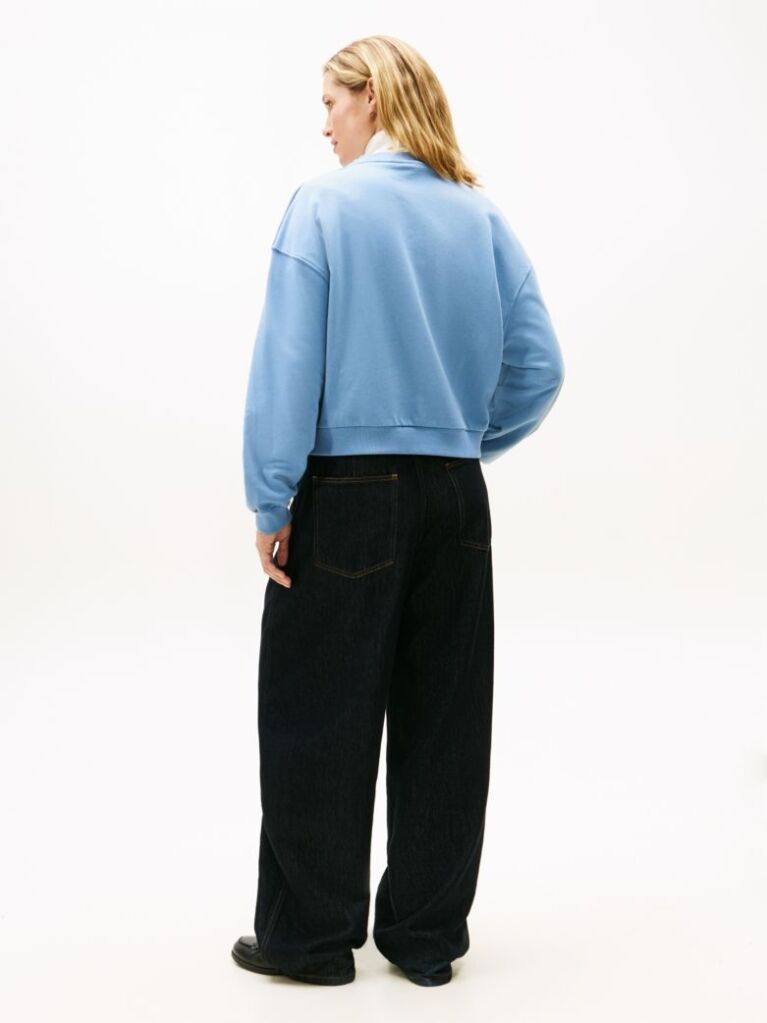 Blue Gold-Tone Button Sweatshirt  Women