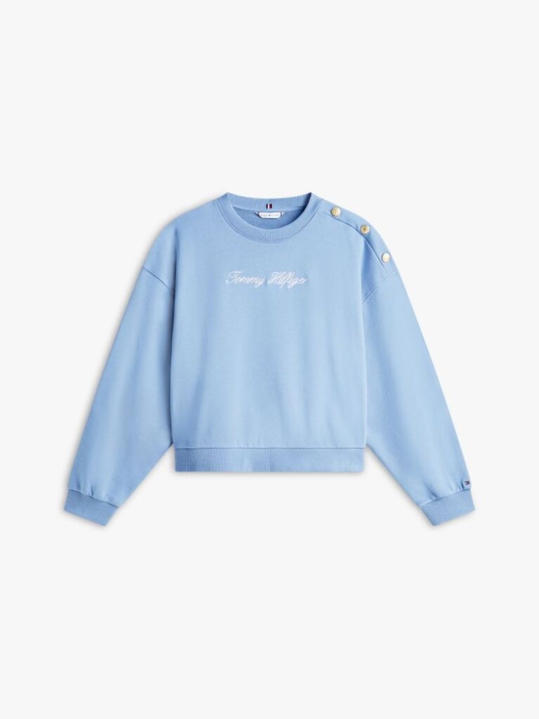 Blue Gold-Tone Button Sweatshirt  Women