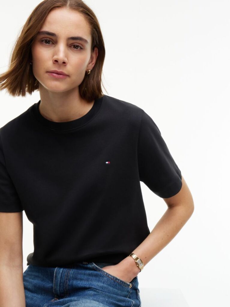 Black Interlock Knit Boxy T-Shirt  Women
