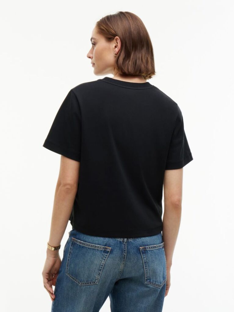 Black Interlock Knit Boxy T-Shirt  Women