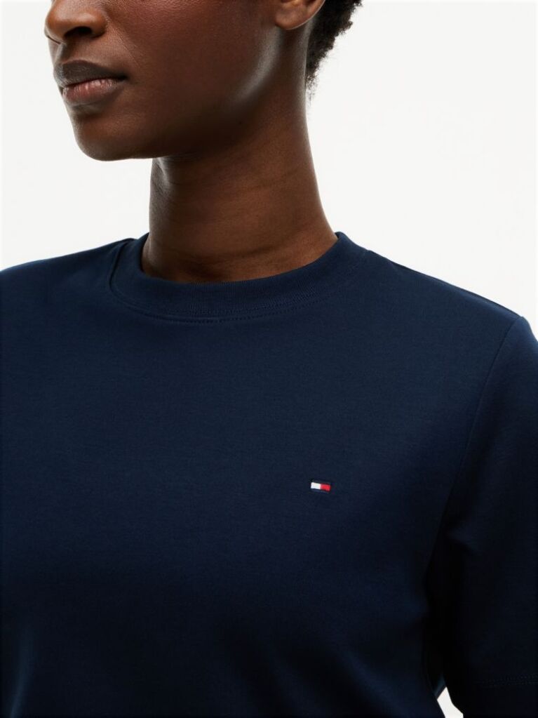Μπλε Boxy T-Shirt Με Πλέξη Interlock  Γυναίκες