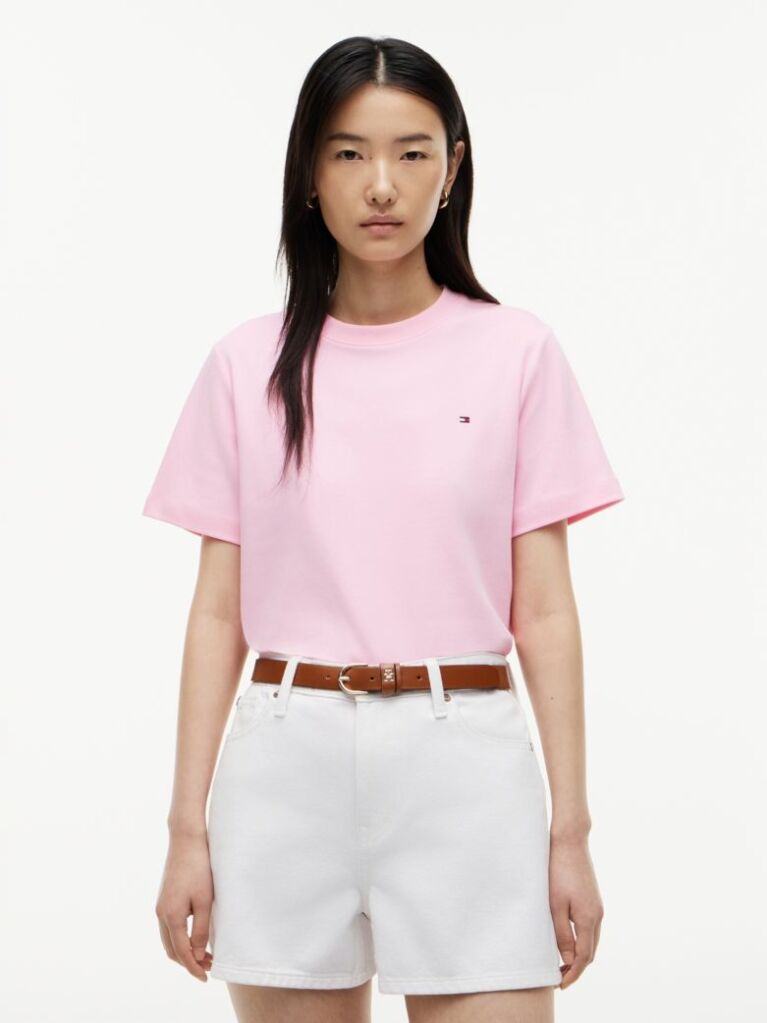 Ροζ Boxy T-Shirt Με Πλέξη Interlock  Γυναίκες