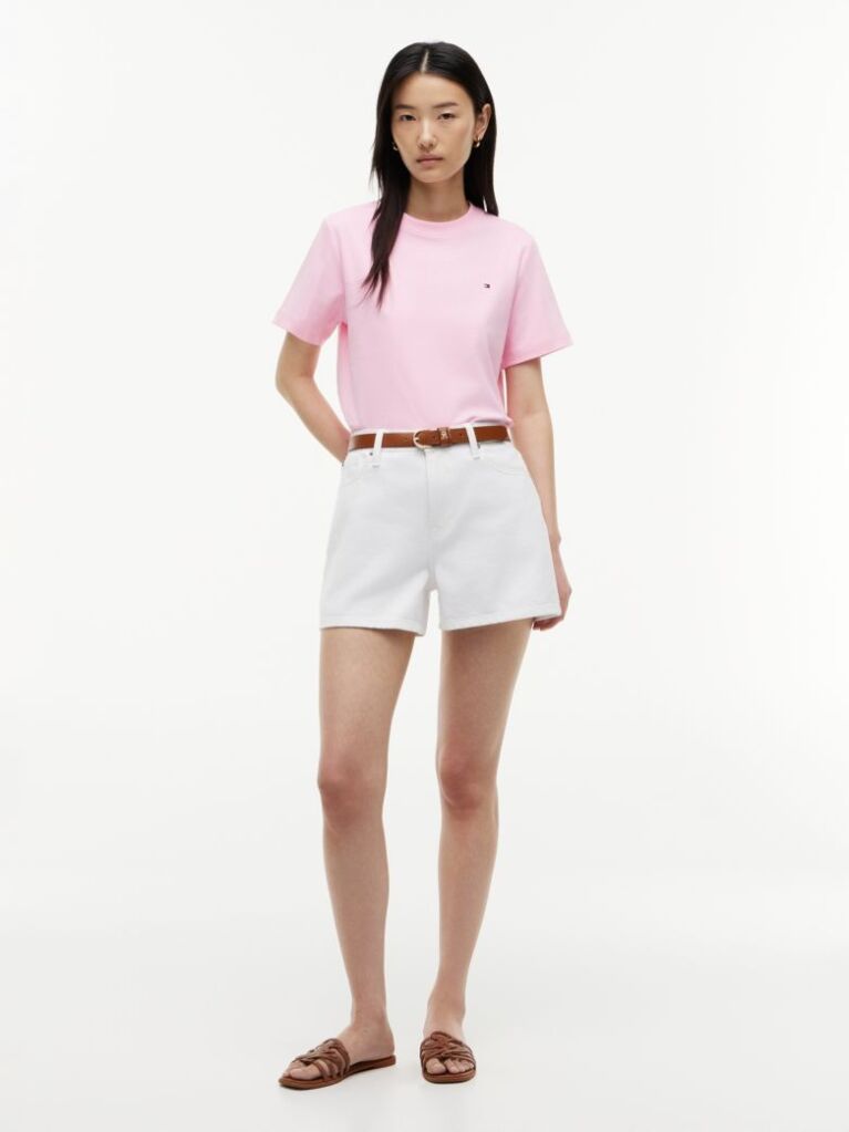 Ροζ Boxy T-Shirt Με Πλέξη Interlock  Γυναίκες