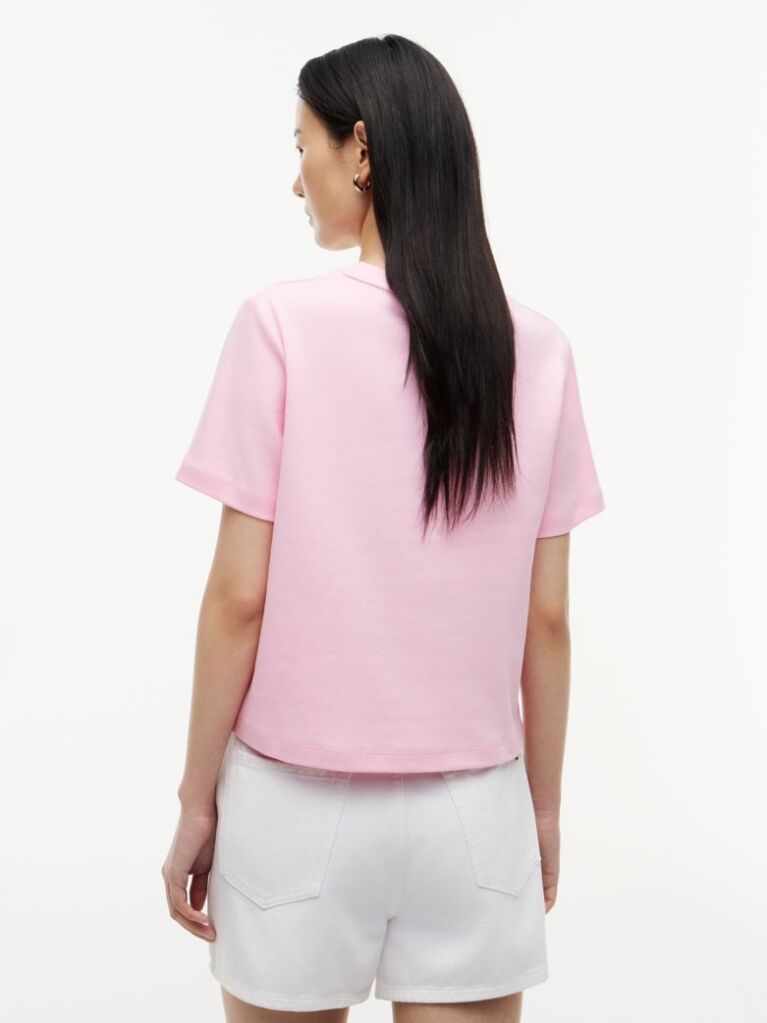 Ροζ Boxy T-Shirt Με Πλέξη Interlock  Γυναίκες