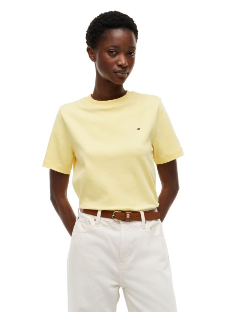 Κίτρινο Boxy T-Shirt Με Πλέξη Interlock  Γυναίκες
