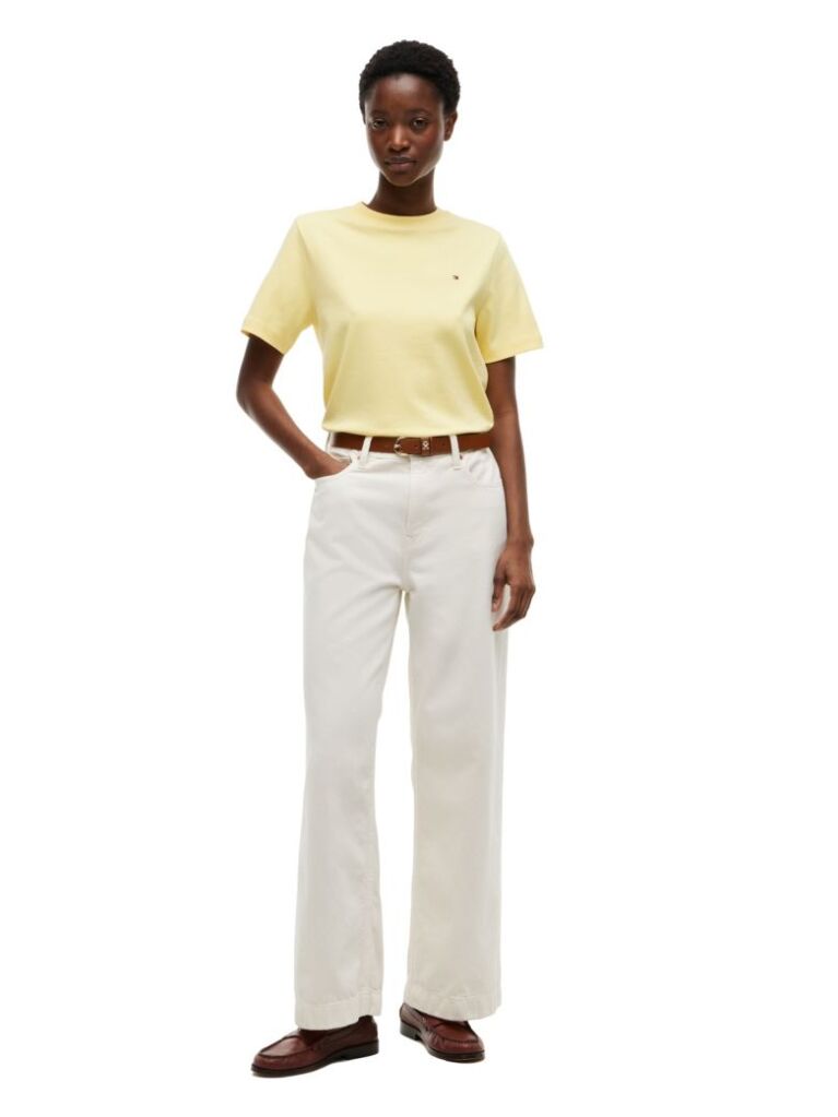 Κίτρινο Boxy T-Shirt Με Πλέξη Interlock  Γυναίκες