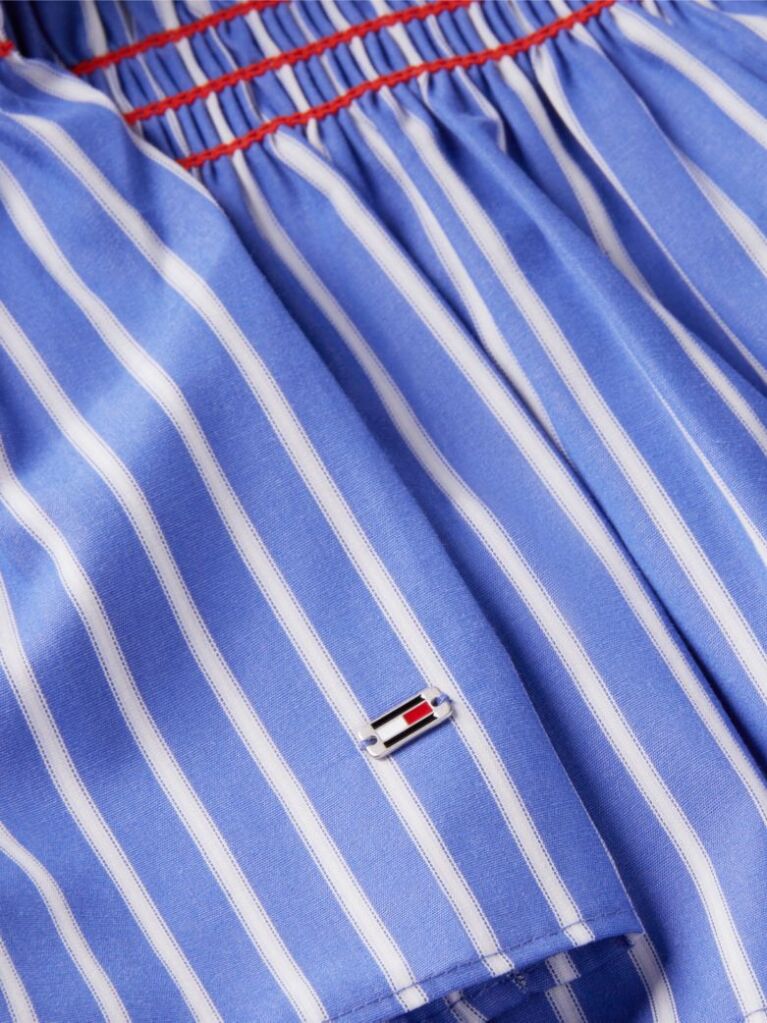 Multi Smock Stripe Ruffle Boat Neck Top  Women