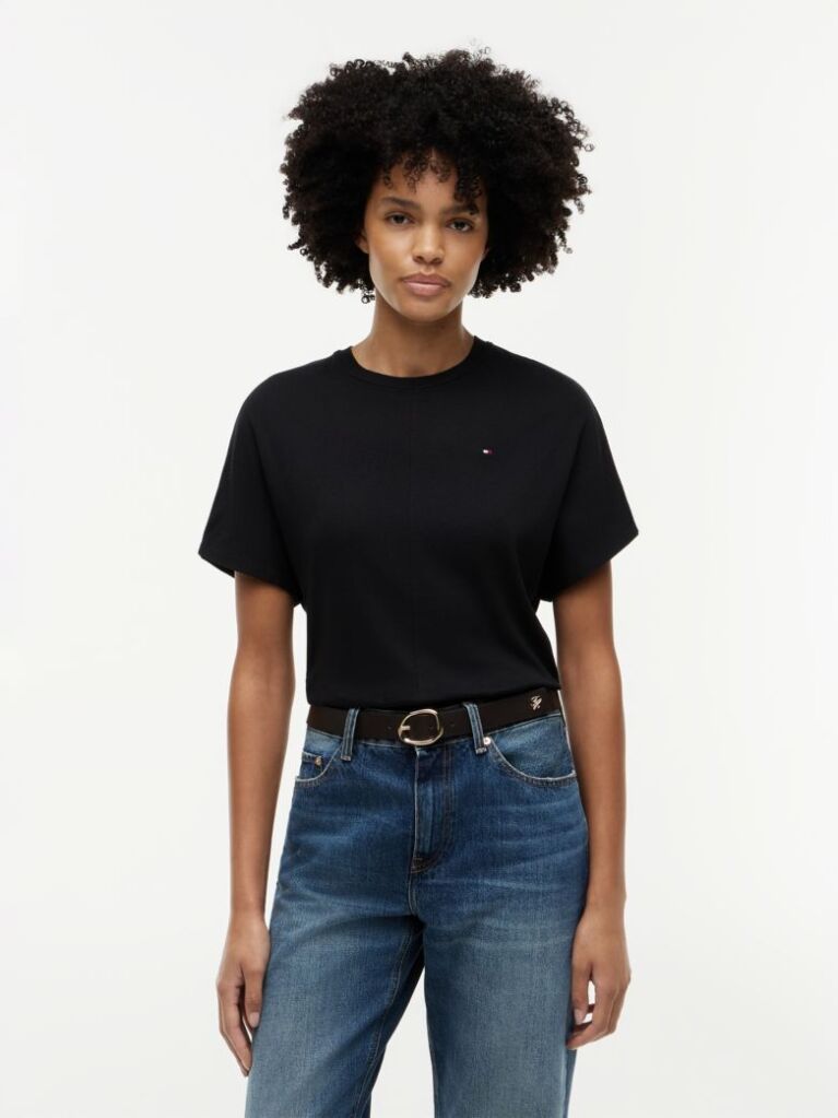 Black Batwing Sleeve Crew Neck T-Shirt  Women