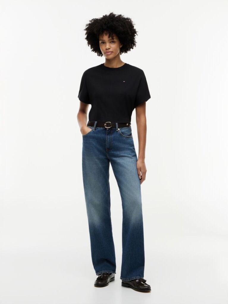 Black Batwing Sleeve Crew Neck T-Shirt  Women