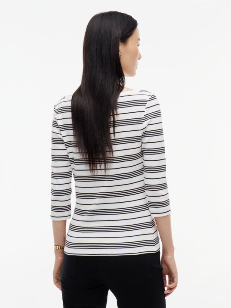 Multi Slim Boat Neck Three-Quarter Sleeve T-Shirt  Women