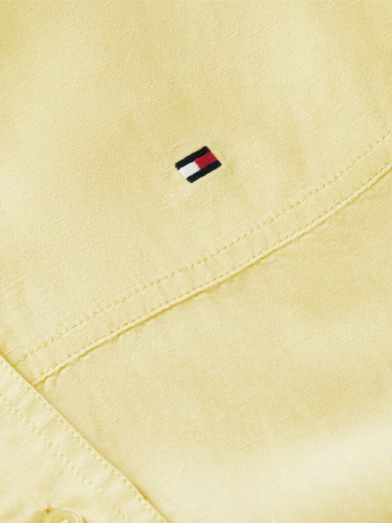 Yellow Relaxed Fit Drawstring Shirt With Linen  Women
