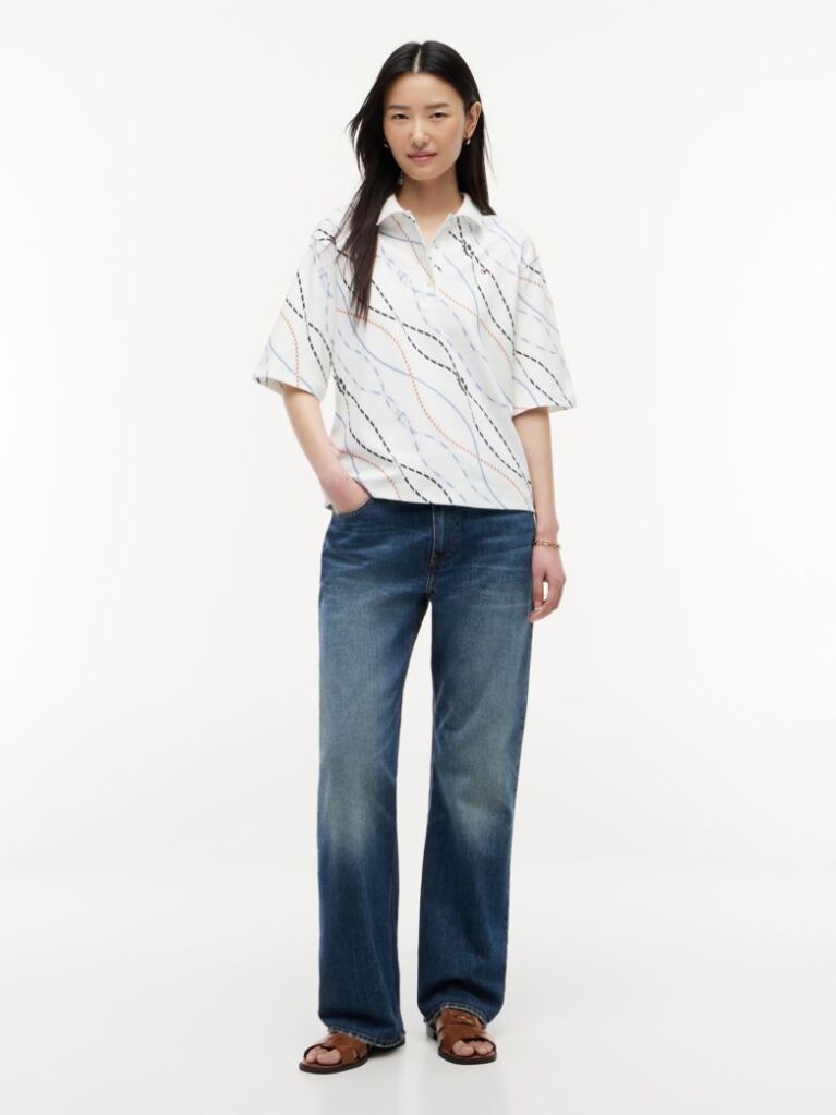 Multi Relaxed Fit Interlock Knit Polo Shirt  Women
