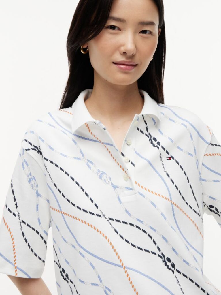 Multi Relaxed Fit Interlock Knit Polo Shirt  Women