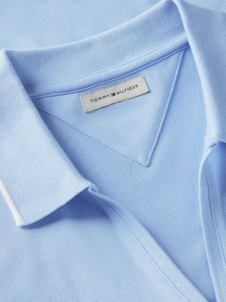 Blue Regular Fit Pique Henley Polo Shirt  Women