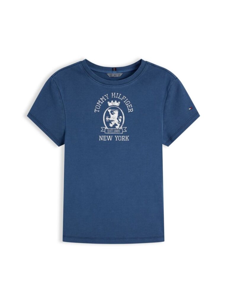 Μπλε T-Shirt Σε Στενή Γραμμή Με Εφέ Washed  Γυναίκες