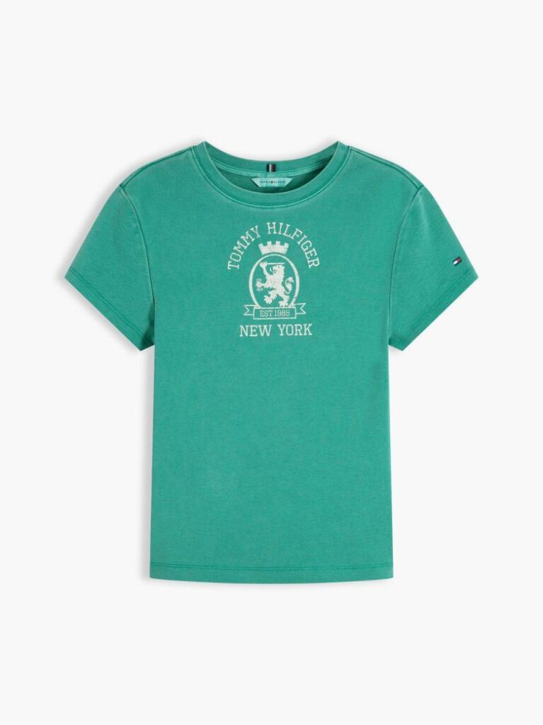 Πράσινο T-Shirt Σε Στενή Γραμμή Με Εφέ Washed  Γυναίκες