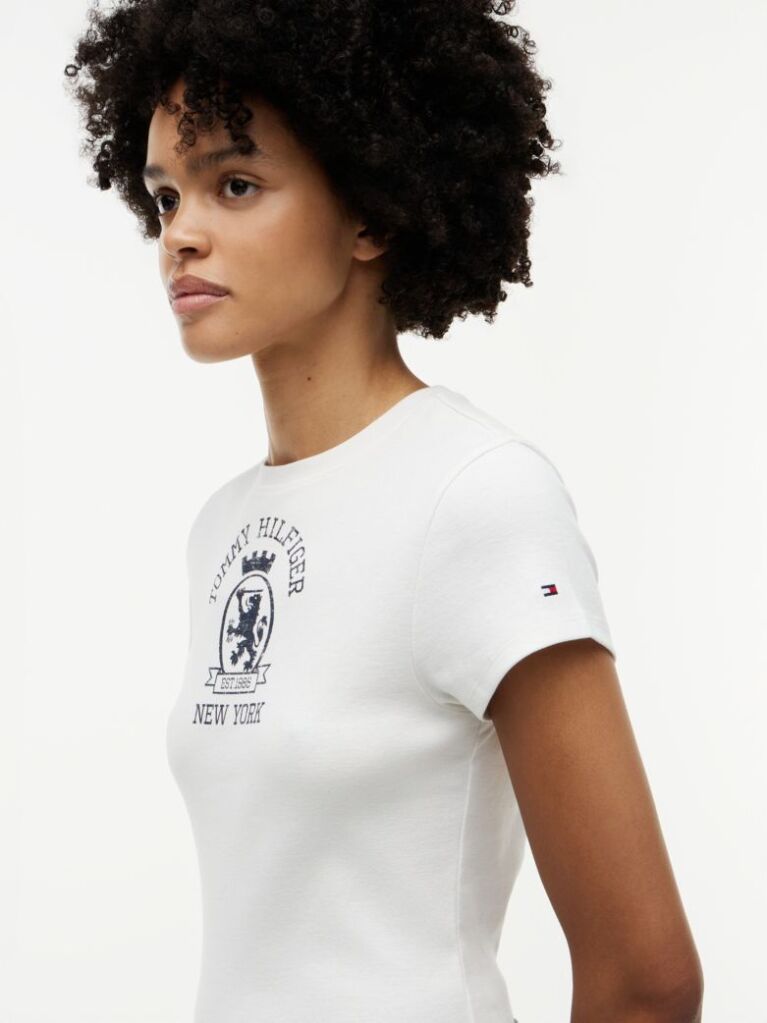 Άσπρο T-Shirt Σε Στενή Γραμμή Με Εφέ Washed  Γυναίκες