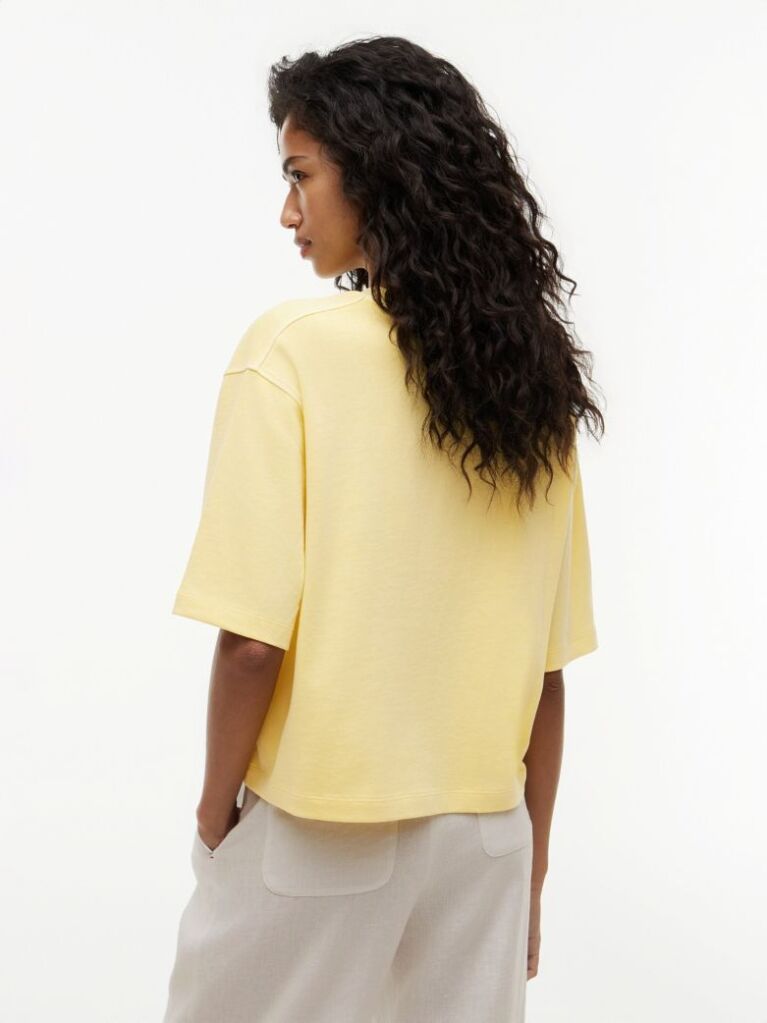 Yellow Crest Embroidery Relaxed Washed Jersey T-Shirt  Women
