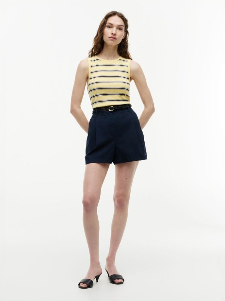 Multi Stripe Slim Crew Neck Tank Top  Women