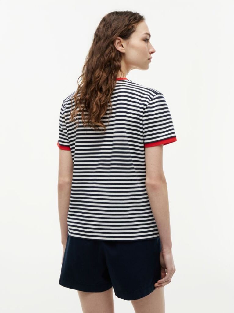 Multi Logo Embroidery Ringer T-Shirt  Women