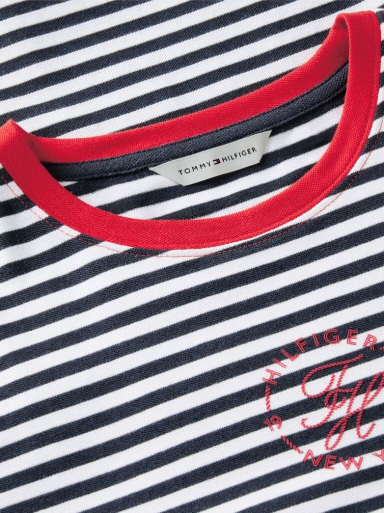 Multi Logo Embroidery Ringer T-Shirt  Women