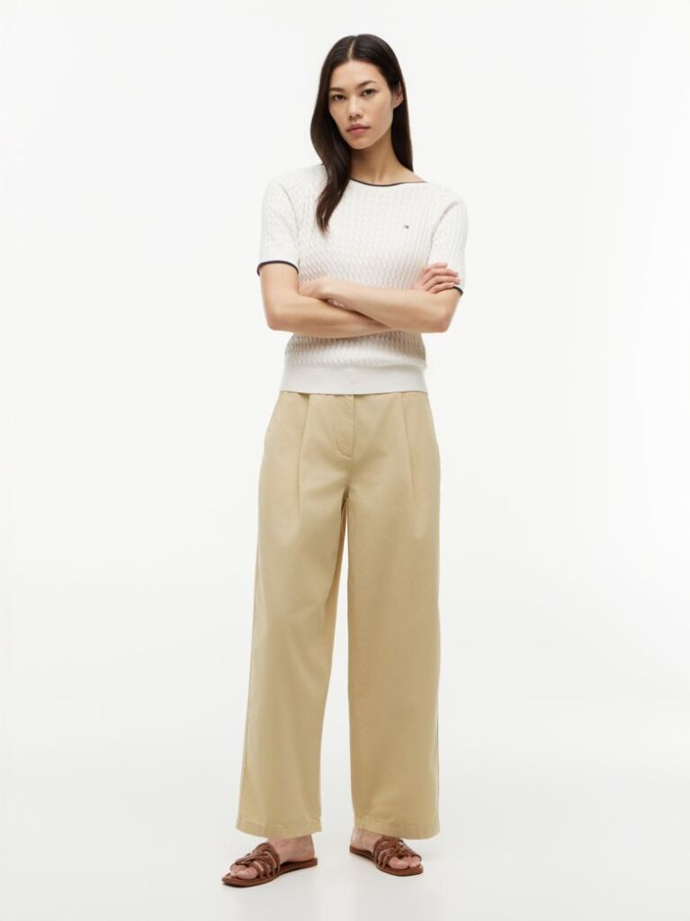 Μπεζ Παντελόνι Chinos Σε Barrel Γραμμή Με Washed Εφέ  Γυναίκες