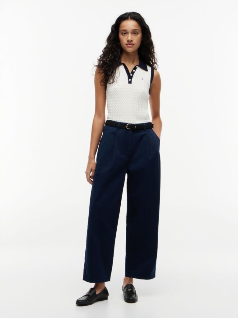 Blue Washed Barrel Leg Chinos  Women