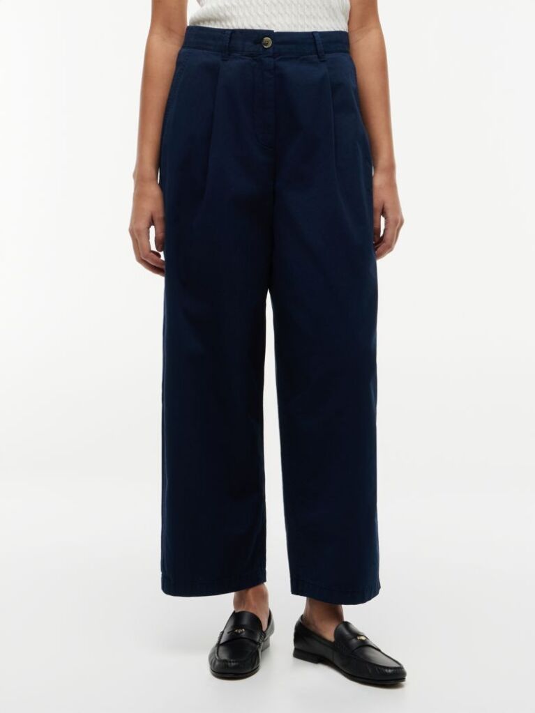 Blue Washed Barrel Leg Chinos  Women