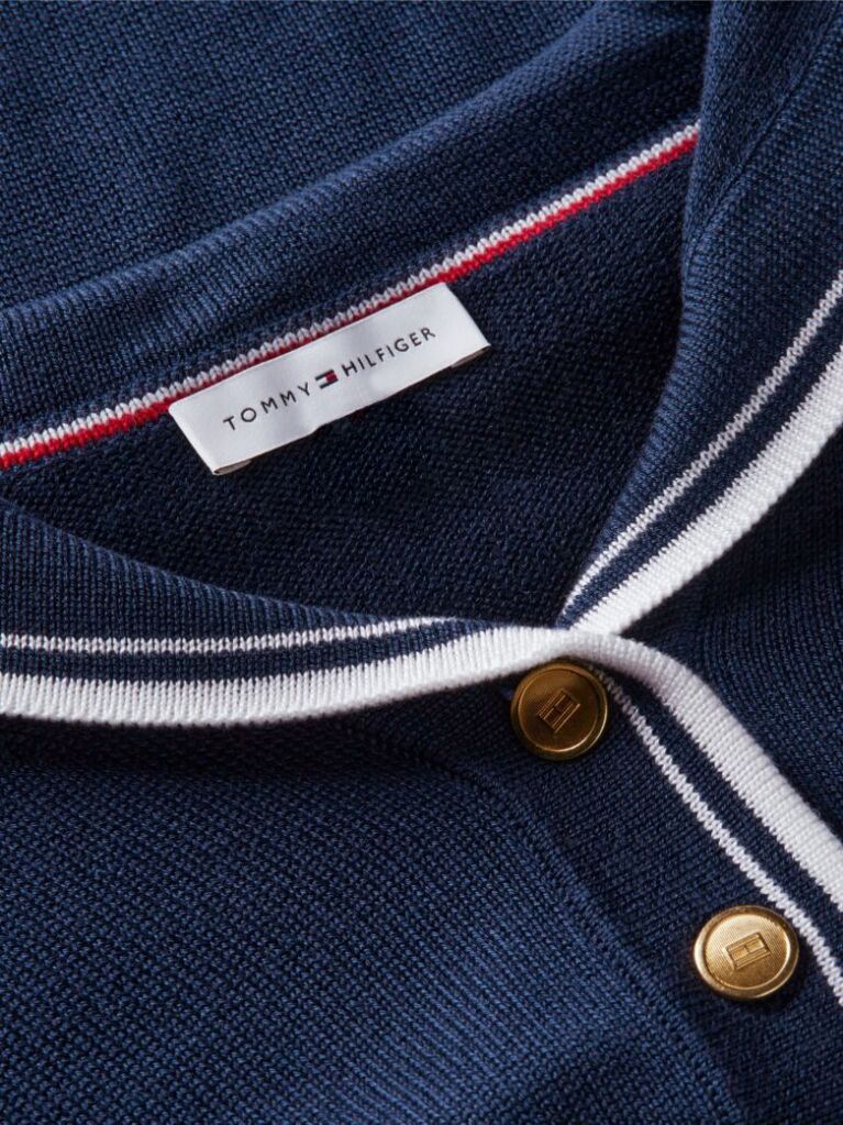 Blue Relaxed Sailor Collar Jumper With Silk  Women