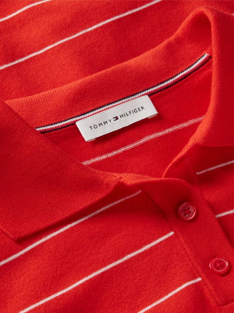 Red Boxy Fit Jersey Polo Shirt  Women
