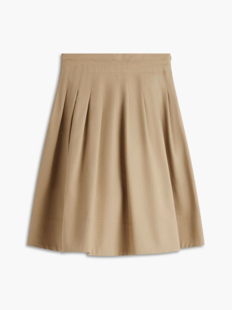 Beige Pleated Midi Chino Skirt  Women