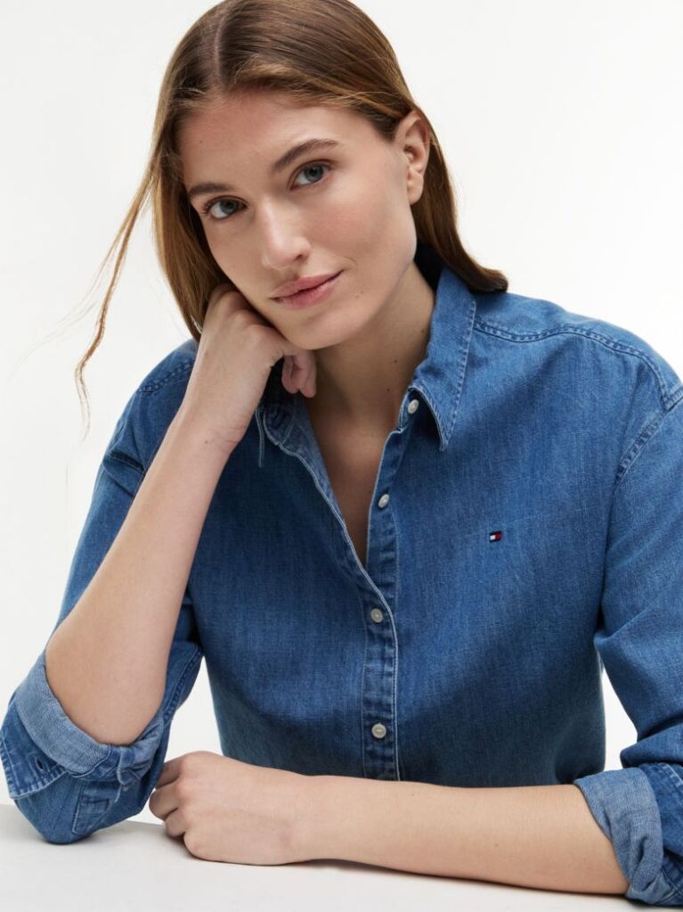 Μπλε Denim Πουκάμισο Σε Boxy Γραμμή  Γυναίκες