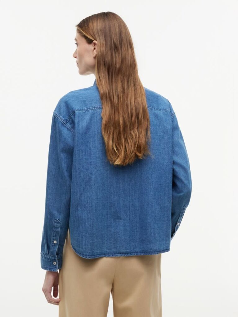 Μπλε Denim Πουκάμισο Σε Boxy Γραμμή  Γυναίκες