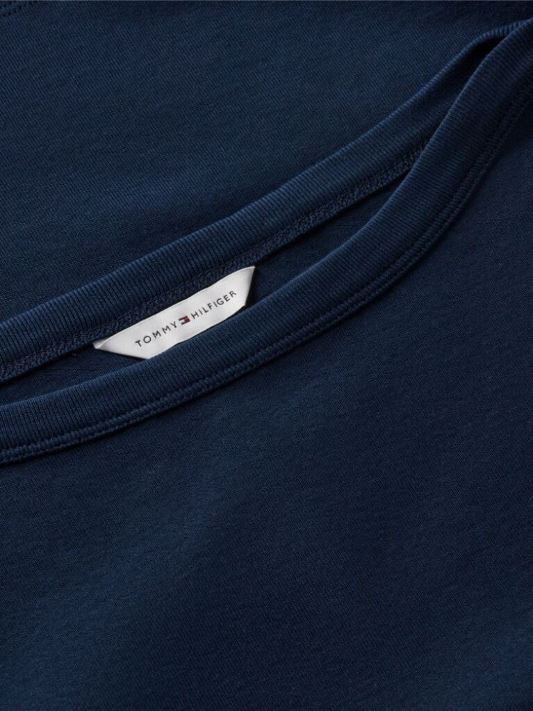 Blue Gold-Tone Button Boat Neck T-Shirt  Women