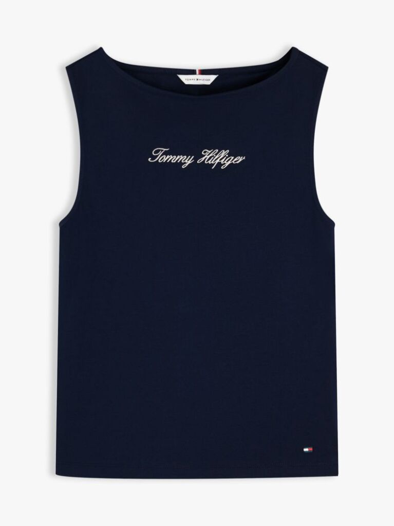 Blue Slim Boat Neck Tank Top  Women